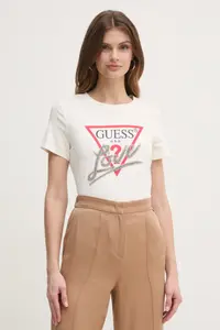 Хлопковая футболка Guess, бежевый