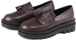 Женские лоферы с кистью и бахромой Manish 5.5cm Sole U-Tip Liberty Doll, темно-коричневый