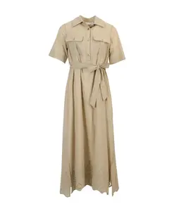 Платье с короткими рукавами и воротником с лацканами Brand Unique, коричневый