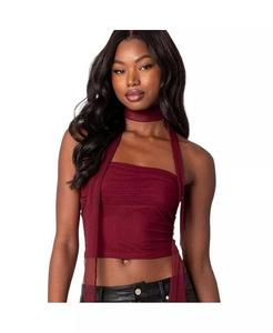 Женский сетчатый шарф со сборками из двух частей Edikted, красный