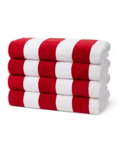 Полотенце Ben Kaufman полосатое из 100% хлопка, 4 шт, красный