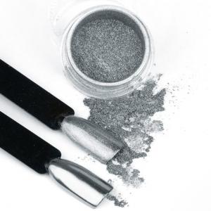 Зеркальная пыль для декорирования гибридными лаками, УФ-гелями и акрилом 3мл Glass Silver Effect №2 -, AllePaznokcie