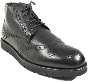 Мужские ботинки Baldinini из мягкой черной кожи с меховой отделкой для зимы, оксфорды с декоративной перфорацией