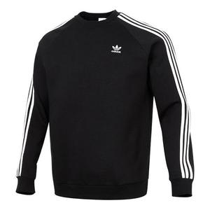 Толстовка adidas originals 3-stripes Crew Fleece Lined Stay Warm raglan sleeve Round Neck Pullover Black, черный