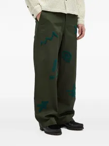 Брюки с вышивкой из шенилла Brain Dead, зеленый