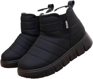 Зимние женские ботинки, снегоступы, утепленные овчиной, ботильоны на щиколотку, водонепроницаемые, с нескользящей подошвой, на платформе, уютные, с меховой подкладкой, модная обувь для холодной погоды на улице Qacksv, Black