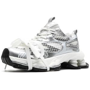 Износостойкие, дышащие, ударопрочные, легкие, низкие, массивные кроссовки, женские, серебристые MVA, Silver