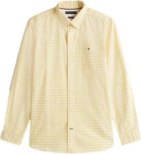 Мужская фирменная рубашка TOMMY HILFIGER с длинным рукавом и застежкой на пуговицы, классического кроя, коллекция 2025 года, Gingham Citronella