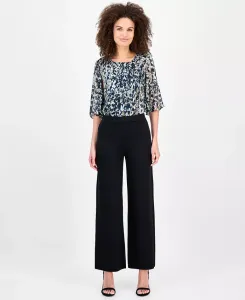 Женские трикотажные брюки широкого кроя Anne Klein, черный