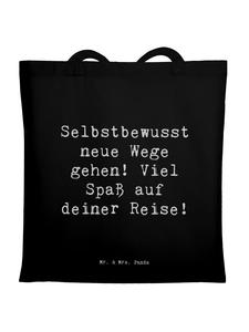 Mr. & Mrs. Panda Джутовая сумка с надписью "Путешествую в одиночку..." черного цвета