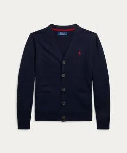 (Для мальчиков 8-20 лет) Хлопковый кардиган с V-образным вырезом Polo Ralph Lauren, цвет 410 Navy
