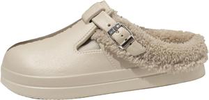 Тапочки для женщин и мужчин водонепроницаемые с закрытой пяткой, вязаные для спальни, зимние плюшевые, ретро, уютные домашние тапки, модные и повседневные мюли Generic, хаки