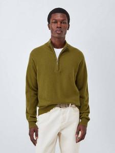 Кашемировый джемпер с полузастежкой и высоким воротником John Lewis, Olive