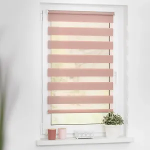 LICHTBLICK ORIGINAL двойные рулонные шторы «Duo Roller Blind Klemmfix, без сверления, с креплением», полупрозрачные, с креплением, легкая установка зажима без сверления. Подходит для окон и дверей, цвет altrosa + weiß