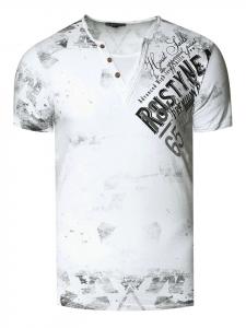 Футболка с V-образным вырезом, стираная отделка, боковой логотип, белый цвет Rusty Neal