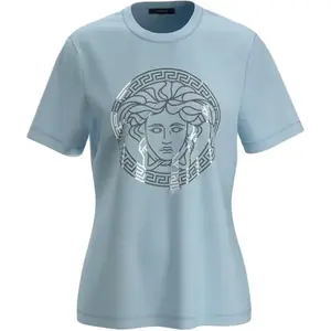 Обычная футболка женская VERSACE, светло-голубой