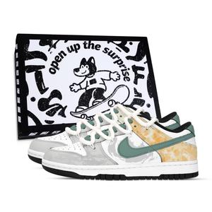 Nike Зеленые трейловые дунки устойчивые к истиранию лоу-топ скейтборд обувь unisex белый зеленый серый желтый