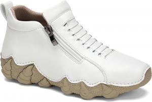 Женские и мужские повседневные модные кожаные кроссовки, противоскользящие, для вождения и ходьбы, высокие ботинки чукка, из натуральной кожи, без шнурков, легкие спортивные туфли, обувь для ходьбы и вождения, походов и кемпинга Toumov, белый