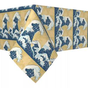 Прямоугольная скатерть, 100% полиэстер, 60х120 дюймов, японская волнистая роспись.