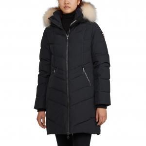 Женская стеганая куртка Pajar с шевронным узором и съемным меховым капюшоном Pajar, Black/Crystal