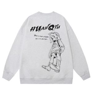 Свитшот Unisex Crew Neck Moderate Heavyweight HUANQIU, белый heather серый