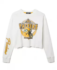 Женская флисовая толстовка с укороченным кроем в виде шлема команды «Грин Бэй Пэкерс» из НФЛ. Junk Food Clothing, белый