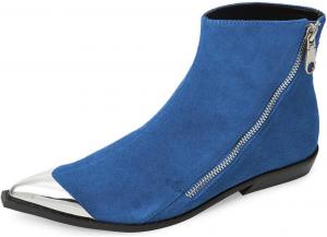 Женские комфортные западные ботильоны FSJ с низким каблуком, заостренным носком и боковой молнией, повседневные рабочие туфли, размер 4-15 US, Blue