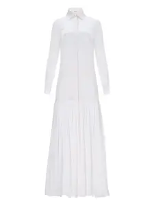 Платье-рубашка с плиссировкой цвета "голубь" IL VOLO, белый