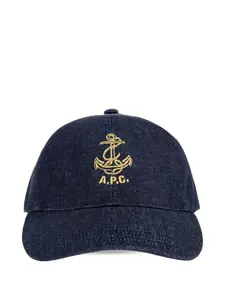Джинсовая кепка с вышитым якорем A.P.C., синий