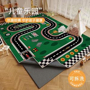 Budis Ковер 200х300 см съемный и моющийся для гостиной, детской комнаты, спальни, дизайн гоночная трасса, водонепроницаемый, устойчивый к пятнам, двухслойный, машинная стирка