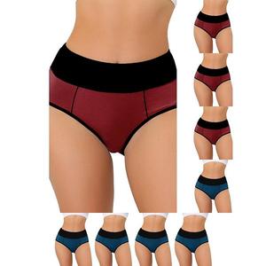9 упаковок женских трусиков с высокой талией и эффектом утягивания живота, с цветовыми блоками, доступны большие размеры. Inspire Chic, Burgundy Dark Blue