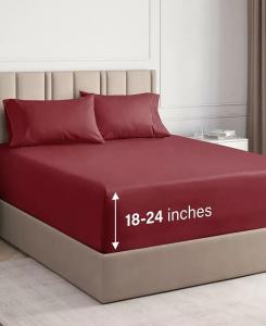 Хлопковая простыня с очень глубоким карманом размером 18–24 дюйма CGK Unlimited, красный