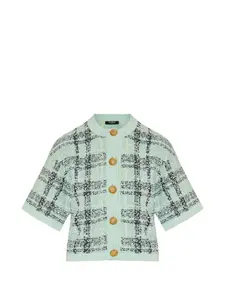 Кардиган в клетку на пуговицах Balmain, зеленый