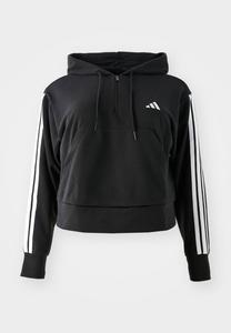 Худи Adidas Sportswear ESSENTIALS 3 STRIPES QUARTER-ZIP PLUS SIZE, Black/White/Black