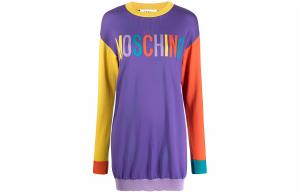 Платье-футболка с логотипом и цветовыми блоками Moschino, фиолетовый