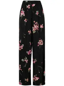 Брюки палаццо с цветочным принтом Twinset, черный