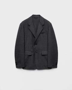 Однобортный пиджак из шерстяной смеси Prada, серый
