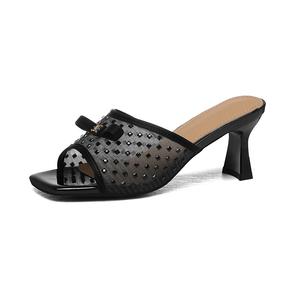 Тапочки-слайды женские, устойчивые к истиранию Golden Silk Rabbit, Black