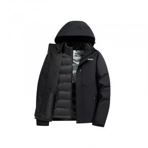 Jeep Городская куртка для отдыха унисекс, Black (90 Fill Power White Duck Down Liner+Hard Shell Windbreaker Jacket Two-Piece Set)