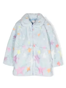 Шуба из овчины с принтом Stella McCartney Kids, синий