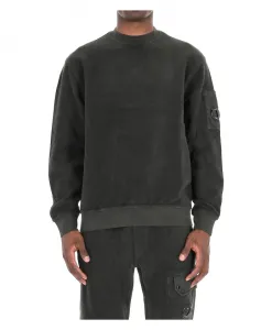 Зеленый хлопковый свитер с круглым вырезом и начесом. C.P. Company, зеленый