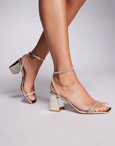 Босоножки SIMMI Shoes Ciel mirror diamante на низком каблуке в золотом цвете