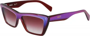 Солнцезащитные очки LIU JO LJ802S 435 сине-бордовые с блестками, размер 54/14/140, женские, 435 Blue/Burgundy Glitter