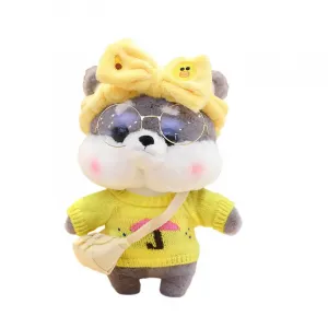 Кросс-боди сумка в стиле Instagram из коллекции Shiba Inu, плюшевая кукла щенка, высота 10 см, городской шик Abay, желтый/серый