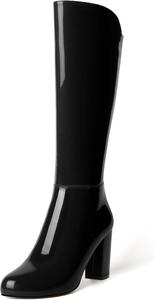 Женские вечерние модные ботильоны MODENCOCO с круглыми носками, лакированной застежкой-молнией, сексуальные на толстом каблуке, 8,4 см