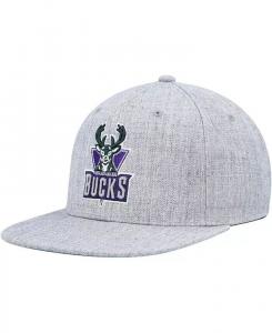 Мужская кепка Snapback Milwaukee Bucks Hardwood Classics 2.0 цвета Хизер Серая Mitchell & Ness, серый