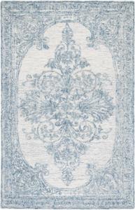 Ковер SAFAVIEH, 92 x 153 см, Metro Collection, Blue & Ivory, ручной работы, восточный медальон из шерсти, идеально для помещений с высокой проходимостью: прихожая, гостиная, спальня (MET616M)
