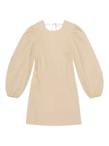 Платье мини с объемными рукавами и завязками Ganni, нейтральный