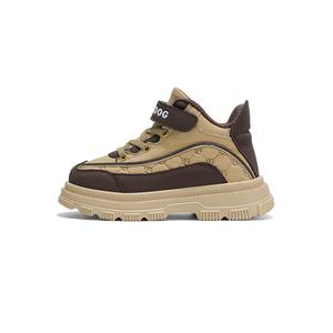 Нескользящие, противоударные, дышащие, средней высоты, детские кроссовки для повседневной носки BOBDOG, коричневый