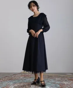 Платье с расклешенными рукавами-крылышками для свадебного торжества, вечеринки-встречи выпускников, приглашение на торжество Pourvous, цвет Navy